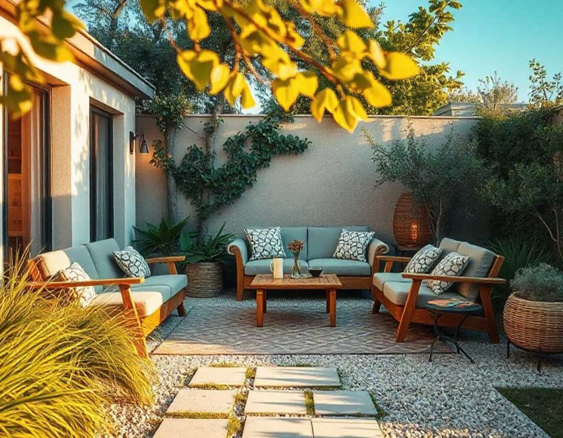 Patio y jardín exterior diseñado por Martínez-Segura en Nicaragua